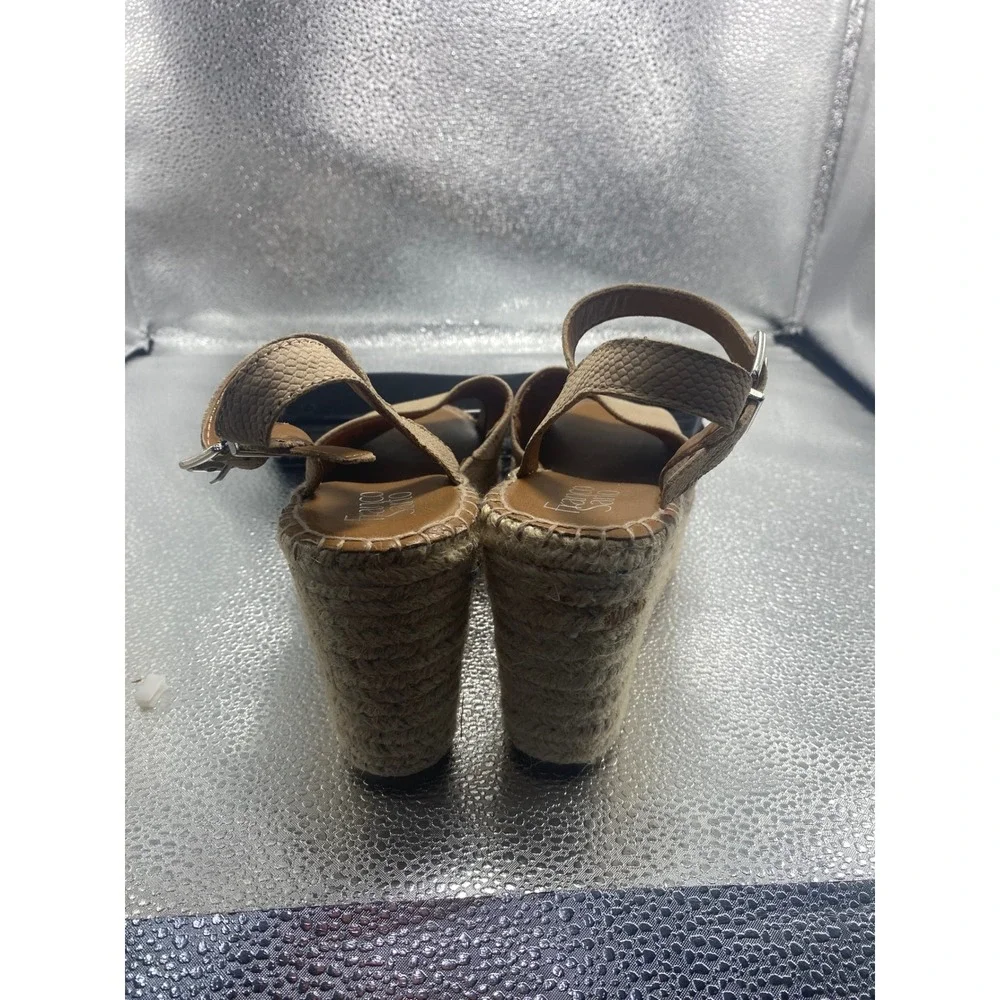 Franco Sarto Womens Clemens Espadrille Wedge Sandals Beige Snake Embossed size 8